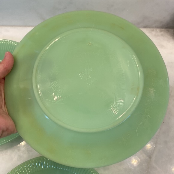Fire King Jane Ray Jadeite Set of 3 dinner plates -9 1/8inch - Picture 13 of 14